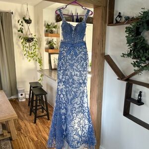 Sherri Hill Light Blue Embellished Gown-PROM